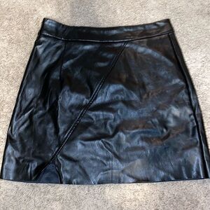Black faux leather mini skirt